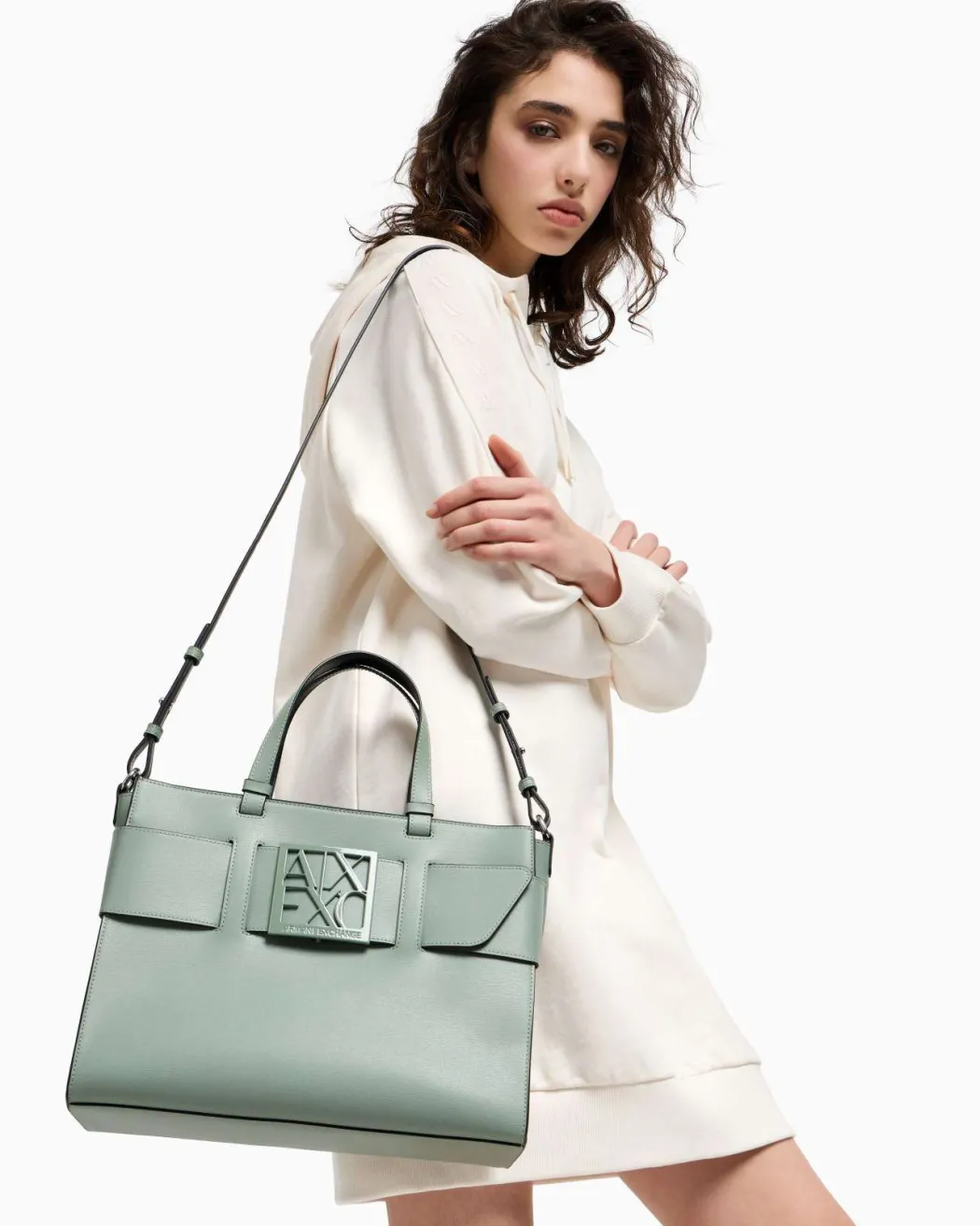 ARMANI EXCHANGE Borsa a tracolla nera da donna in pelle sintetica